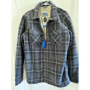 Voyager Shacket Mens Sz L Blue Full Zip Lined Plaid Warm Shirt Jacket New